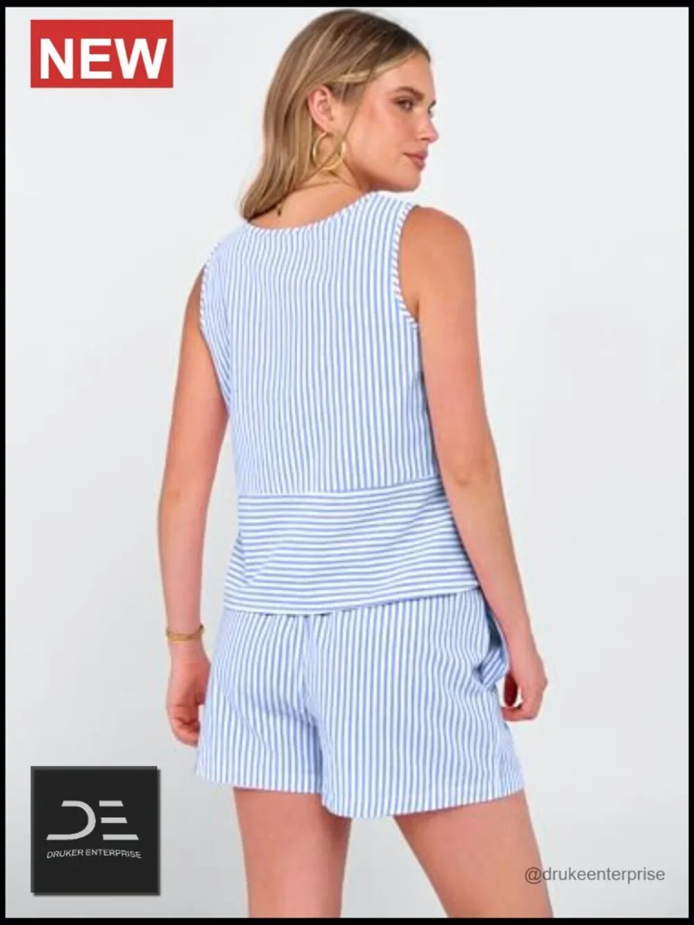 2 Piece Outfits Striped Tank Top Matching Shorts Lounge Set Beach Vacation